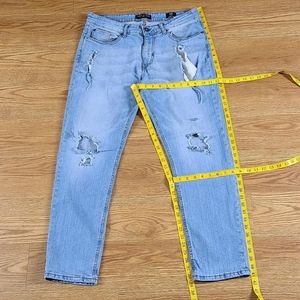 RING OF FIRE 34x28 FADED LIGHT WASH, DISTRESSED, NEW FEEL SLIM MEN'S JEANS